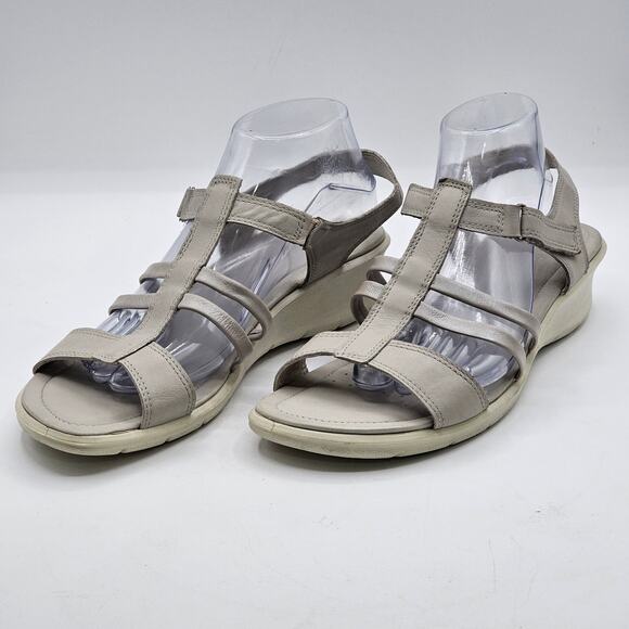 ECCO Felicia Ankle Strappy Sandal Gravel Leather Size 42 (11-11.5M US) - Picture 3 of 8